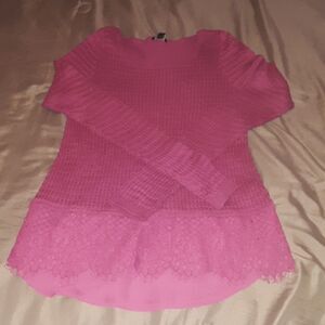 Lucky Brand Knitted Lace Sheer Sweater Top Size Medium